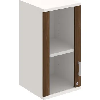 Policová skříň SZ 2 40 02 L H – Skříň policová dvéřová 76,8 × 40 cm - Ořech , Bílá , USH – hranatá