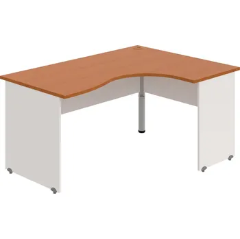 Psací stůl GE 2005 L – Stůl ergo levý 160 × 120 cm - Třešeň , Bílá , Šedý kov