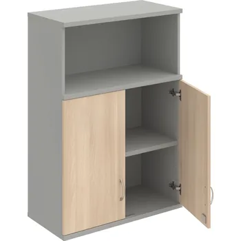 Policová skříň SZ 3 80 02 H – Skříň policová dvéřová 115,2 × 80 cm - Akát , Šedá , USN – Hobis