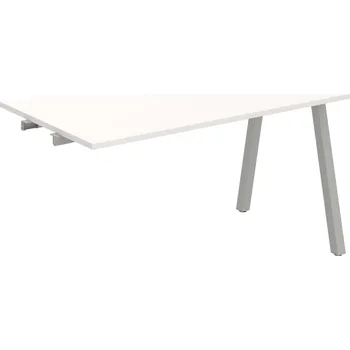 Psací stůl UJ A 1400 R – Stůl jednací rovný délky 140 cm, k řetězení - Bílá , Šedý kov