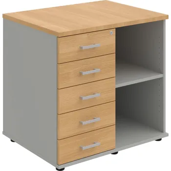 SPKZ 3 80 60 L P – Skříňka ke stolu, levá, s centrálním zamykáním - Dub , Šedá , USH – hranatá