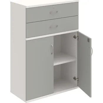 Policová skříň SZ 3 80 03 – Skříň policová zásuvková 115,2 × 80 cm - Šedá , Bílá , USN – Hobis