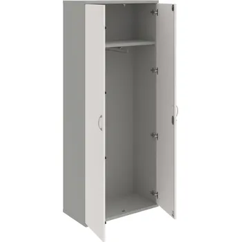 Policová skříň SZR 5 80 01 – Skříň šatní dvéřová 192 × 80 cm - Bílá , Šedá , USN – Hobis