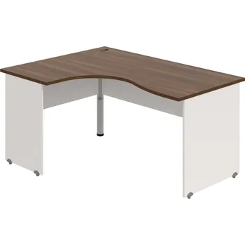 Psací stůl GE 2005 P – Stůl ergo pravý 160 × 120 cm - Ořech , Bílá , Šedý kov