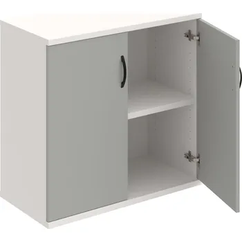 Policová skříň S 2 80 01 – Skříň policová dvéřová 76,8 × 80 cm - Šedá , Bílá , UCO – černá