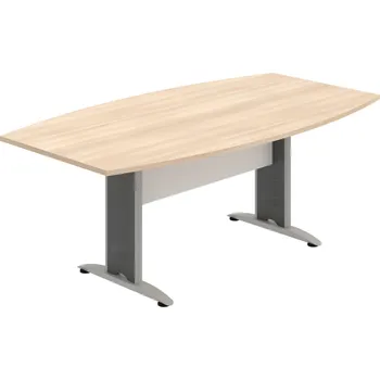 Jednací stůl CJ 200 – Stůl jednací sud 200 cm - Akát , Bílá , Šedý kov