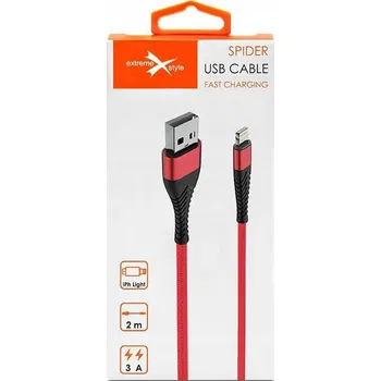 Datový kabel Kabel Extremestyle USB - Apple Lightning 2 m červený