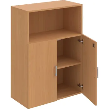 Policová skříň DZ 3 80 02 – Skříň policová dvéřová 111 × 80 cm - Buk , Buk , USH – hranatá