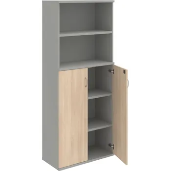 Policová skříň SZ 5 80 04 – Skříň policová dvéřová 192 × 80 cm - Akát , Šedá , USN – Hobis