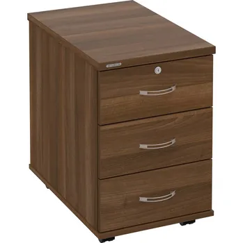 Zásuvkový kontejner K 33 Z N – Kontejner, 3 zásuvky, uzamykatelný, léta napříč, hl. 60 cm - Ořech , Ořech , USN – Hobis