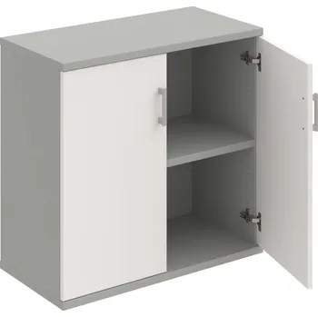 Policová skříň S 2 80 01 – Skříň policová dvéřová 76,8 × 80 cm - Bílá , Šedá , USH – hranatá