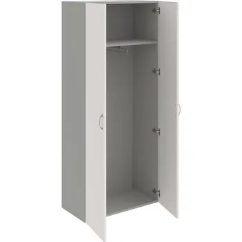 Policová skříň D 5 80 01 – Skříň šatní dvéřová 185 × 80 cm - Bílá , Šedá , USN – Hobis