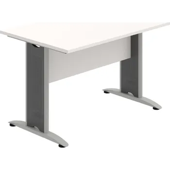 Jednací stůl CJ 1200 – Stůl jednací rovný 120 cm - Bílá , Bílá , Šedý kov