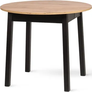 Jídelní stůl LUCKY – jídelní stůl s kovovou podnoží - dub sonoma-bílá , 90 × 90 cm , Bez rozkladu