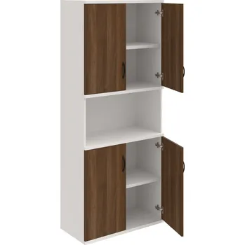 Policová skříň S 5 80 05 – Skříň policová dvéřová 192 × 80 cm - Ořech , Bílá , UCO – černá