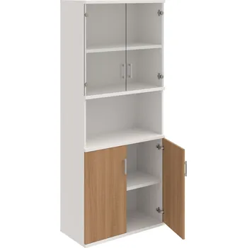 Policová skříň S 5 80 10 – Skříň policová dvéřová 192 × 80 cm - Višeň , Bílá , USH – hranatá