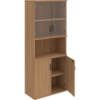 Policová skříň SZ 5 80 10 – Skříň policová dvéřová 192 × 80 cm - Višeň , Višeň , UCO – černá