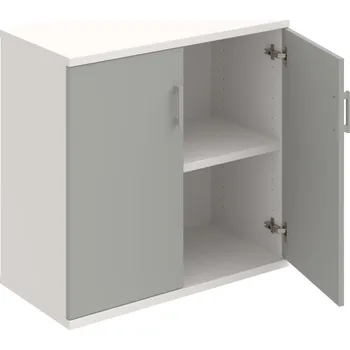 Policová skříň S 2 80 01 – Skříň policová dvéřová 76,8 × 80 cm - Šedá , Bílá , USH – hranatá