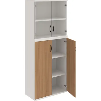 Policová skříň S 5 80 11 – Skříň policová dvéřová 192 × 80 cm - Višeň , Bílá , UCO – černá