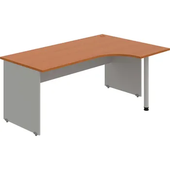 Psací stůl GE 1800 60 L – Stůl ergo 180 × 120 cm, levý - Třešeň , Šedá , Šedý kov