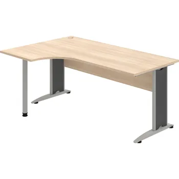 Psací stůl CE 1800 60 P – Stůl ergo 180 × 120 cm, pravý - Akát , Akát , Šedý kov