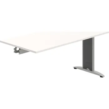 Jednací stůl FJ 1600 R – Stůl jednací řetězící rovný 160 cm - Bílá , Šedý kov