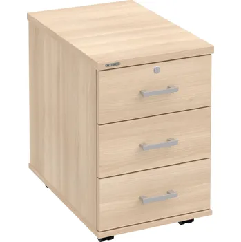 Zásuvkový kontejner K 33 Z N – Kontejner, 3 zásuvky, uzamykatelný, léta napříč, hl. 60 cm - Akát , Akát , USH – hranatá