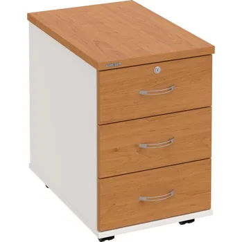 Zásuvkový kontejner K 33 Z P – Kontejner, 3 zásuvky, uzamykatelný, léta podél, hl. 60 cm - Olše , Bílá , USN – Hobis