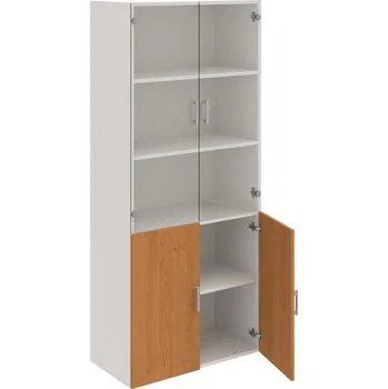 Policová skříň D 5 80 09 – Skříň policová dvéřová 185 × 80 cm - Olše , Bílá , USH – hranatá