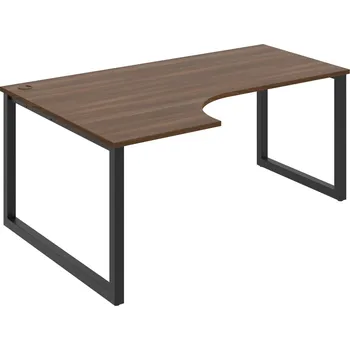Psací stůl UE O 1800 60 P – Stůl ergo 180 × 120 cm, pravý - Ořech , Černý kov