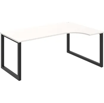 Psací stůl UE O 1800 L – Stůl ergo 180 × 120 cm, levý - Bílá , Černý kov