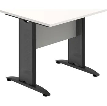 Jednací stůl CP 1200 1 – Stůl jednací oblouk 120 cm - Bílá , Šedá , Černý kov