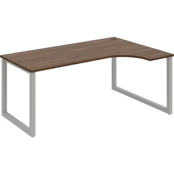 Psací stůl UE O 1800 L – Stůl ergo 180 × 120 cm, levý - Ořech , Šedý kov