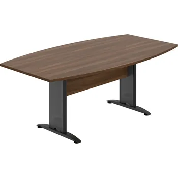 Jednací stůl CJ 200 – Stůl jednací sud 200 cm - Ořech , Ořech , Černý kov