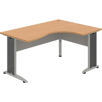 Psací stůl CE 2005 L – Stůl ergo levý 160 × 120 cm - Buk , Šedá , Šedý kov