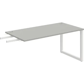 Psací stůl US O 1600 RU – Stůl pracovní délky 160 cm, k řetězení - Šedá , Bílý kov