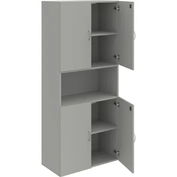 Policová skříň DZ 5 80 05 – Skříň policová dvéřová 185 × 80 cm - Šedá , Šedá , USN – Hobis