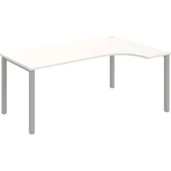 Psací stůl UE 1800 L – Stůl ergo levý 180 × 120 cm - Bílá , Šedý kov