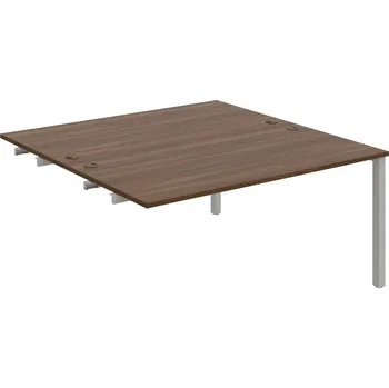 Psací stůl USD 1600 R – Stůl pracovní 160 × 160 cm, k řetězení - Ořech , Šedý kov