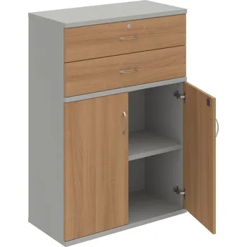 Policová skříň SZ 3 80 03 – Skříň policová zásuvková 115,2 × 80 cm - Višeň , Šedá , USN – Hobis