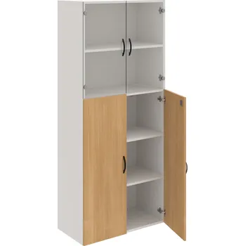 Policová skříň DZ 5 80 08 – Skříň policová dvéřová 185 × 80 cm - Dub , Bílá , UCO – černá