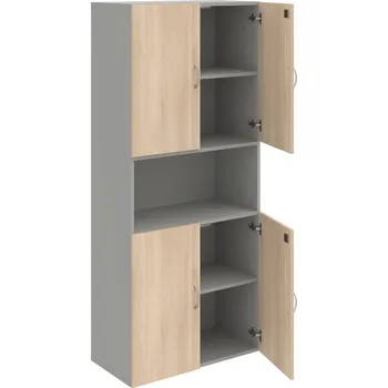 Policová skříň DZ 5 80 05 – Skříň policová dvéřová 185 × 80 cm - Akát , Šedá , USN – Hobis