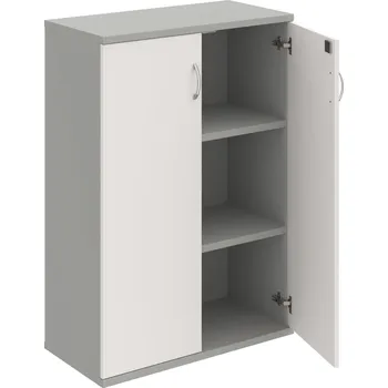 Policová skříň SZ 3 80 01 – Skříň policová dvéřová 115,2 × 80 cm - Bílá , Šedá , USN – Hobis