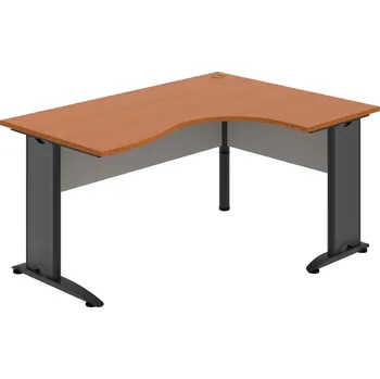 Psací stůl CE 2005 L – Stůl ergo levý 160 × 120 cm - Třešeň , Šedá , Černý kov
