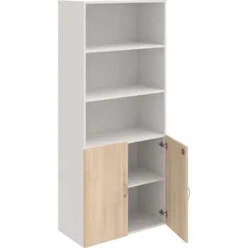 Policová skříň DZ 5 80 03 – Skříň policová dvéřová 185 × 80 cm - Akát , Bílá , USN – Hobis