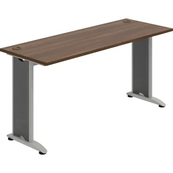 Psací stůl FE 1600 – Stůl pracovní rovný 160 cm, hl. 60 cm - Ořech , Šedý kov