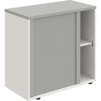 SPRZ 80 40 L – Skříňka ke stolu, roletová, levá, š. 80 cm - Šedá , Bílá , Šedá
