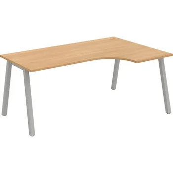 Psací stůl UE A 1800 60 L – Stůl ergo 180 × 120 cm, levý - Dub , Šedý kov