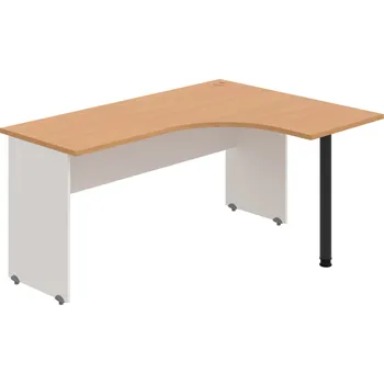 Psací stůl GE 60 L – Stůl ergo levý 160 × 120 cm - Buk , Bílá , Černý kov