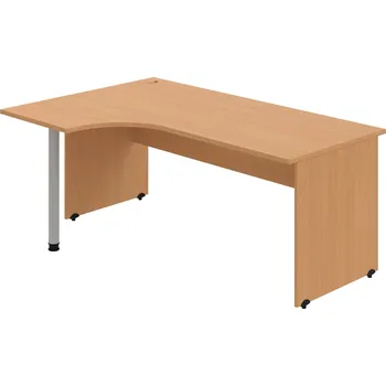 Psací stůl GE 1800 60 P – Stůl ergo 180 × 120 cm, pravý - Buk , Buk , Šedý kov